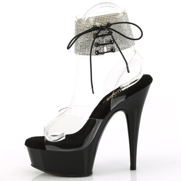 Platform Clear Rhinestone High Heel Shoes - Picture 1 of 5
